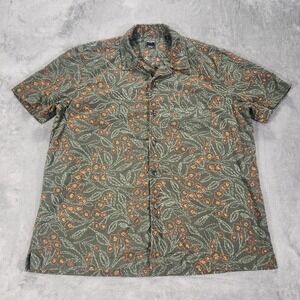 Todd Snyder Shirt Mens XL Green Floral Short Sleeve Button Up Loop Collar
